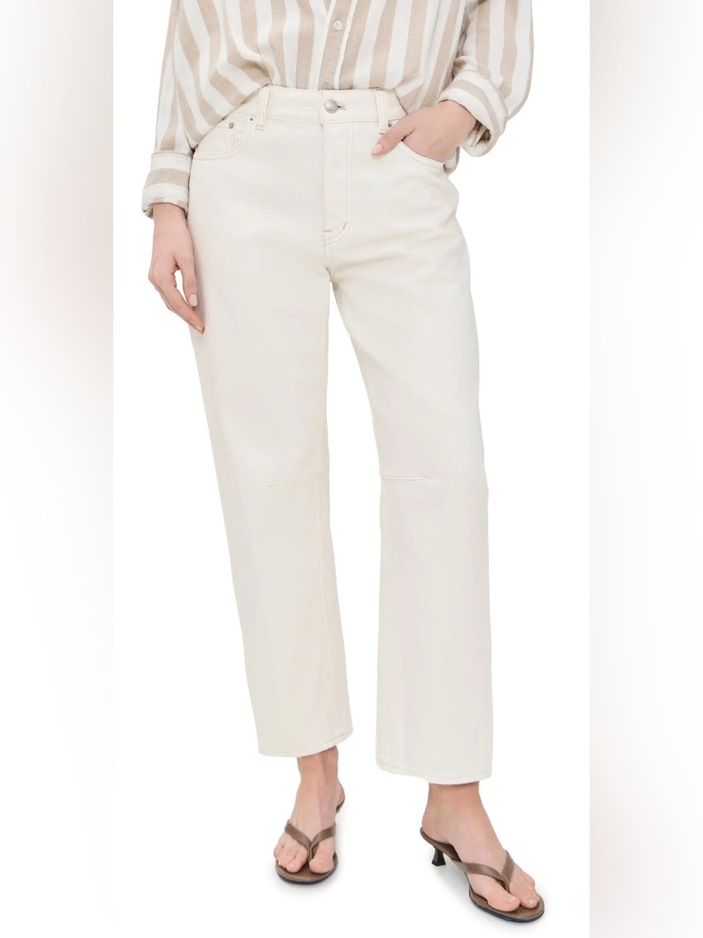 Madewell The Darted Barrel leg jeans in beige
Cream size 27